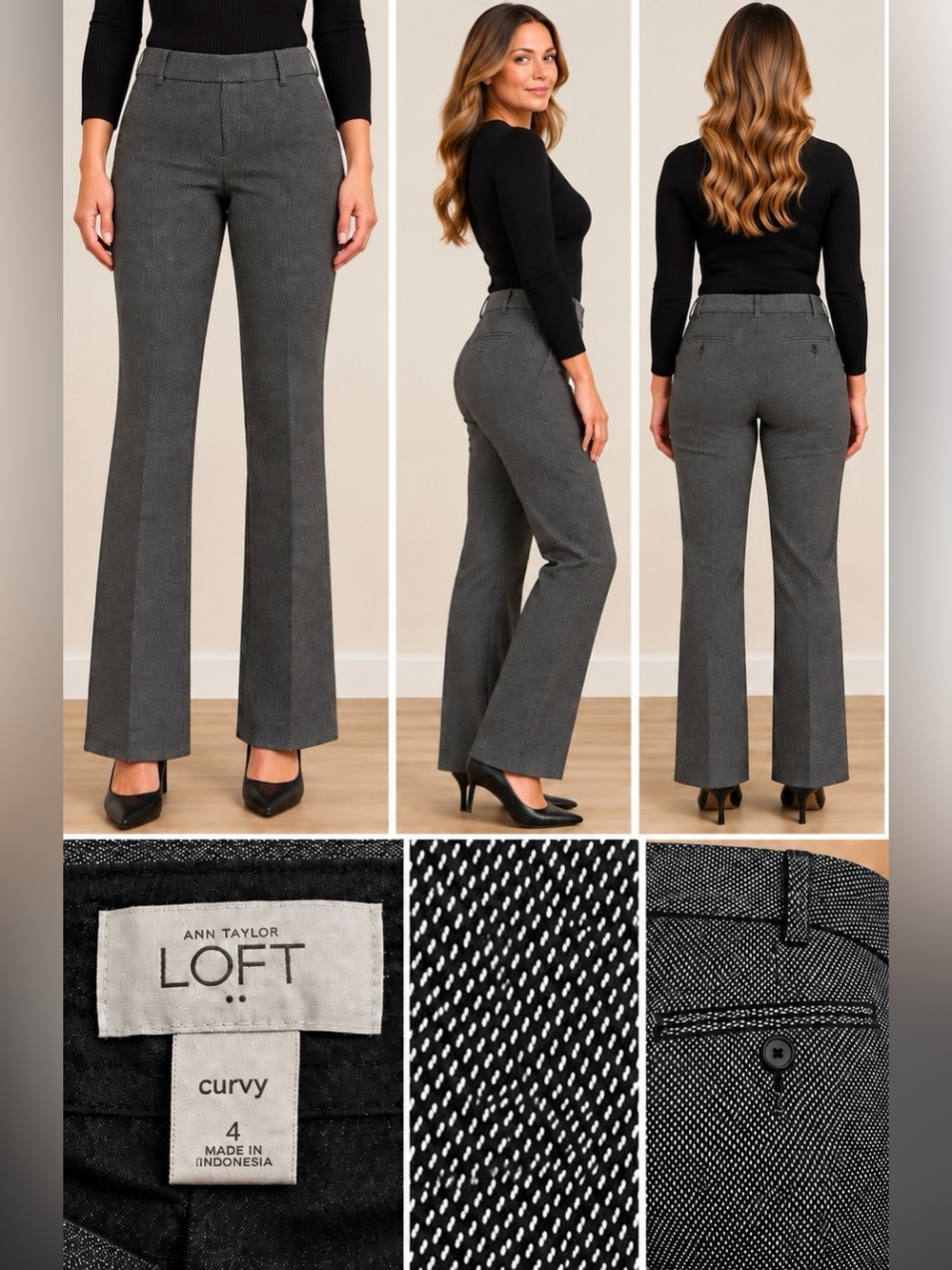 Ann Taylor LOFT Black & White 4 Curvy Dress Pants